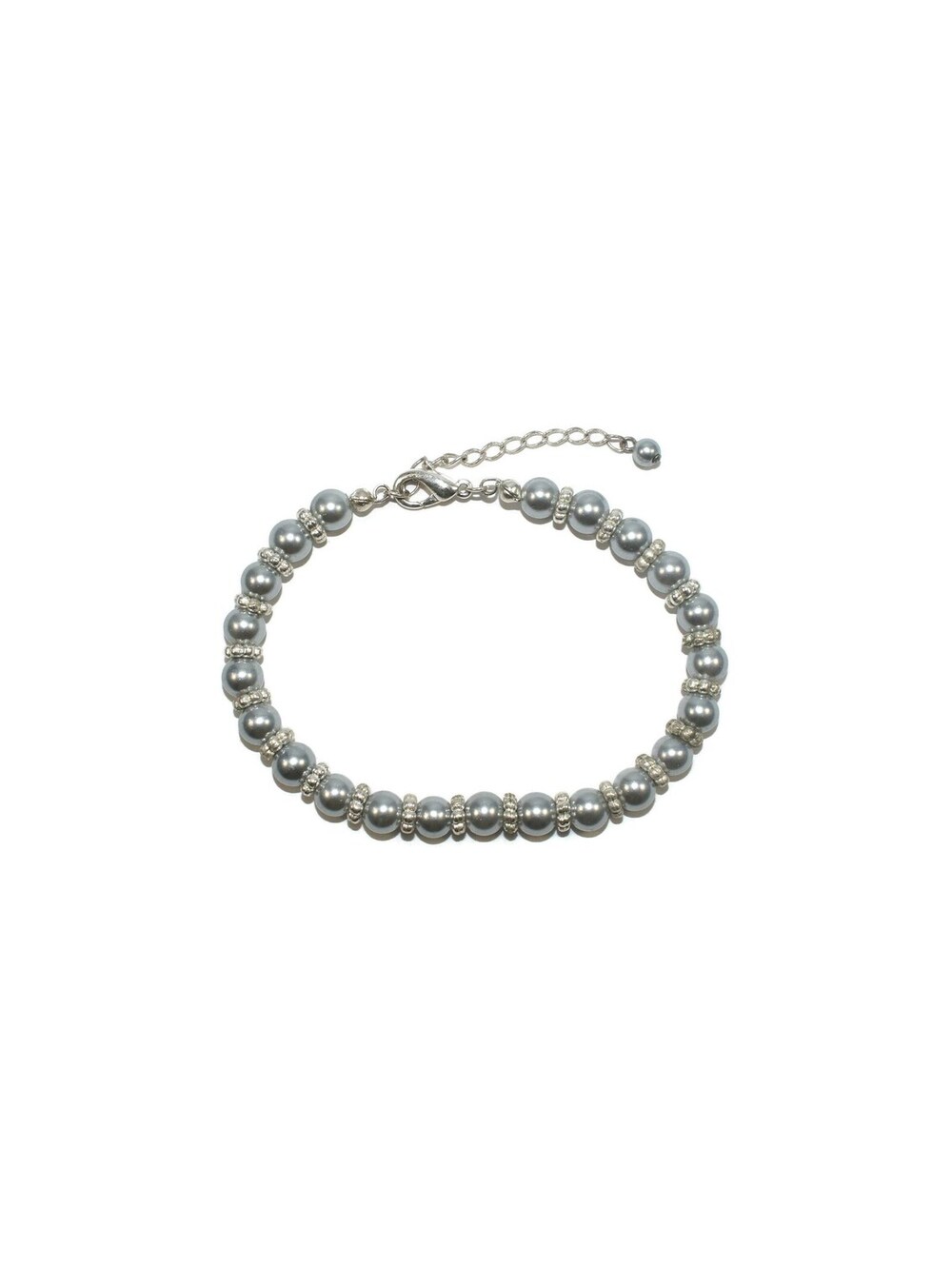 Vintage Silver Tone Beaded 7 Inch Bracelet with Lobster Claw Clasp.